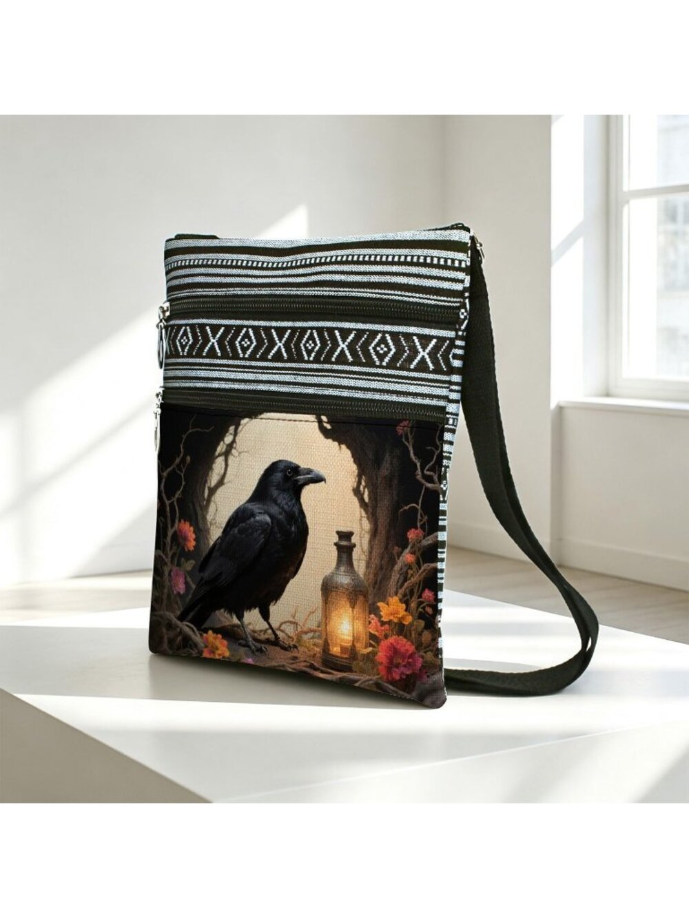Women's Orange Halloween Pumpkin Bat Goth Skull Witch Crossbody Shoulder Bag - Picture 3 of 7